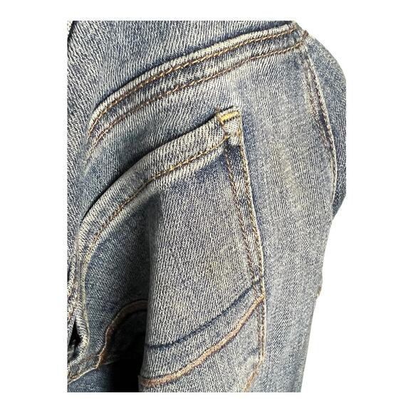 American Eagle Jeans Women's 8 Blue Skinny Stretch Distressed Mid Rise Denim - Picture 6 of 7
